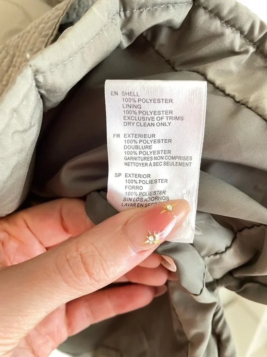 EVEREVE long green quilt jacket snap buttons with fabric belt size small - Picture 5 of 6